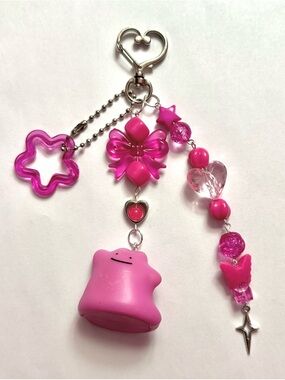 Pokemon Keychain Charm Cute Handmade Kawaii Beaded Bag Charm Gift Ditto